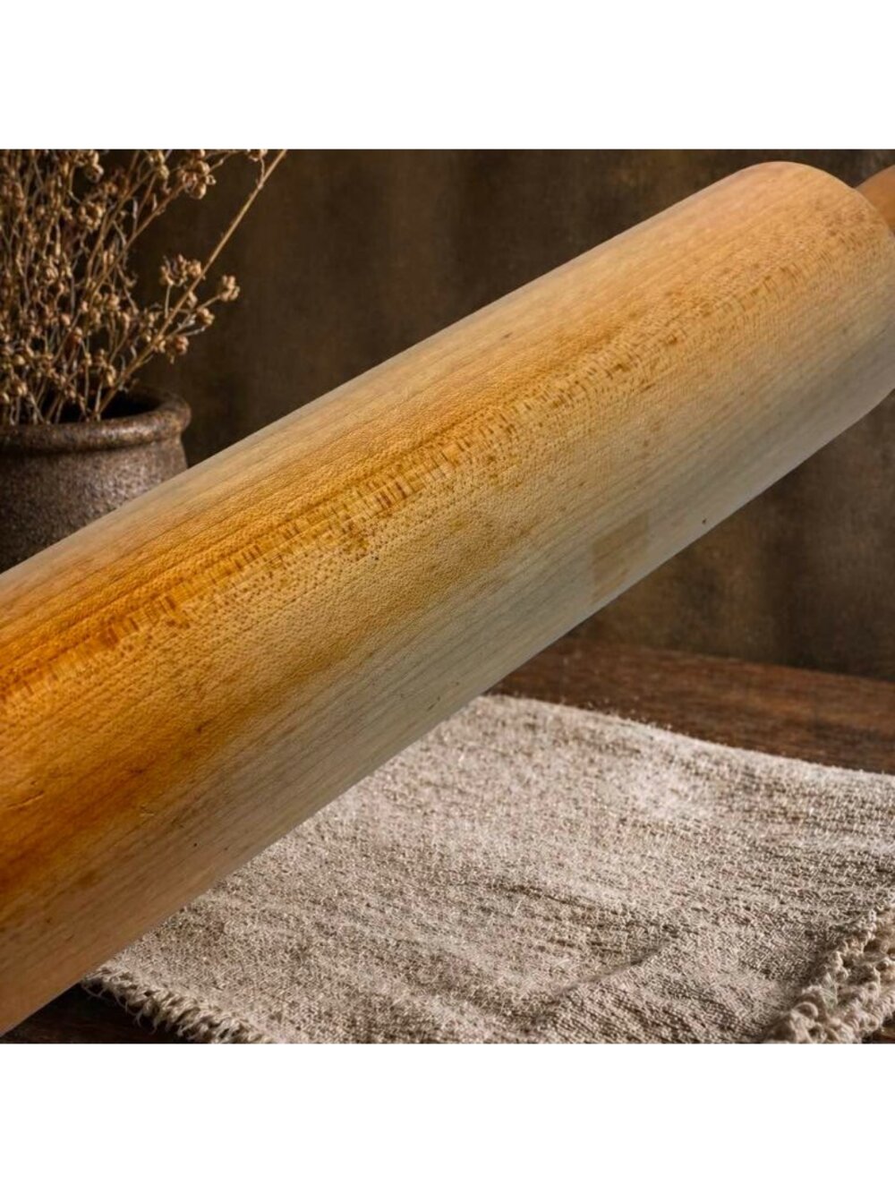 Vintage Wooden Heavy Rolling Pin With Handles THICK Rustic Kitchen Decor 15 Inch - Picture 2 of 6